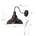 Kingmi Wall Lamp Dimmable Wall Sconce Black Industrial Vintage Farmhouse Wall Sconce Lighting Gooseneck Wall Light Fixture with Plug in Cord and On Off Toggle Switch for Bedroom Nightstand