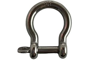 Stainless Steel 316 Bow Shackle with Locking Pin 1/4" (6mm) Marine Grade