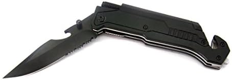 5-in-1 Survivor Tech Multitool Knife, Folding Knife, Flashlight - Belt Cutter - Window Breaker, Magnesium Fire Starter