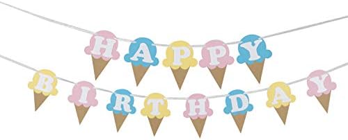 pinfliers Happy Birthday Banners ice Cream Theme Party Decorations- Multi Color