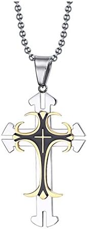 Cheo Rish Men's Titanium Steel Cross Fashion Pendant Necklace