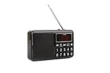 KSRplayer Portable Rechargeable Digital LED Display Panel Stereo FM/MW/SW Radio Speaker Support USB TF Mirco AUX SD Card MP3 Music Player for The Elderly-(Black)
