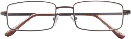 Basic Metal 3/4 Bronze Eye Rectangle with Brown Plastic Temple Tips and Case, 2.50, 0.200 Ounce