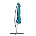 FLAME&SHADE 10 ft Cantilever Offset Outdoor Patio Umbrella with Cross Base Stand, Aqua Blue