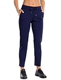 CRZ YOGA Women's Stretch Lounge Sweatpants Travel Ankle Drawstring 7/8 Athletic Track Yoga Dress Pants Navy M