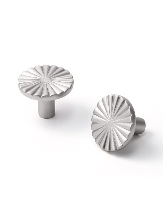 SORWDUERM 5 Pack Brushed Nickel Cabinet Knobs Satin Nickel Flat Drawer Pulls Kitchen Cupboard Bathroom Dresser Cabinet Hardware Handles Zinc Alloy