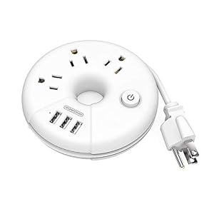 Travel Power Strip, NTONPOWER 3 Outlets 3 USB Portable Desktop Charging Station Short Extension Cord 15 inches for…