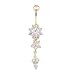 CrazyPiercing Zircon Gold Plated Navel Belly Flower Dangle Belly Ring Body Piercing Jewellery