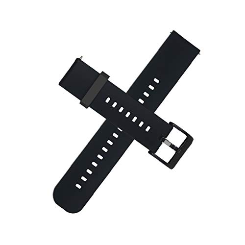 (2 Stück) 20mm Silikon Kautschuk Uhrenarmband mit Schwarzer Schnalle, Schnellverschluss Uhrenarmbänder, Ersatzarmband 20mm,Smart Watch Strap mit Edelstahl Metall Schließe,20mm Schwarz