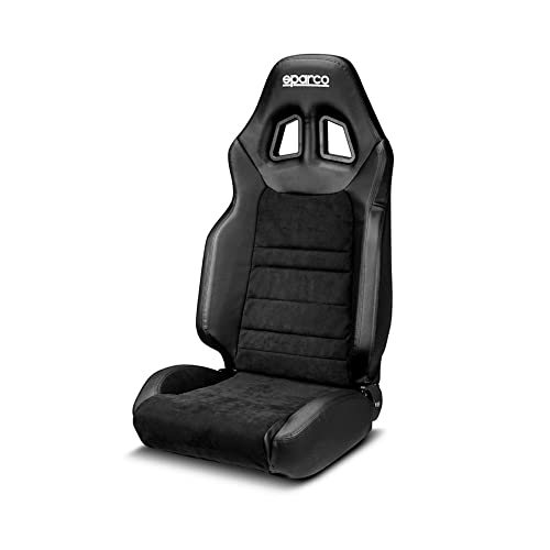 SPARCO Siège bacquet R100+ Simili Cuir/Microfibre Noir + Surpiqûres Noir (Régable) 009016ANR