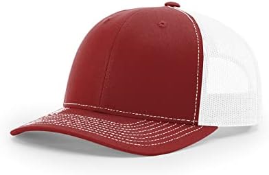 Richardson 112 Mesh Back Trucker Cap Snapback Hat, Red/White 