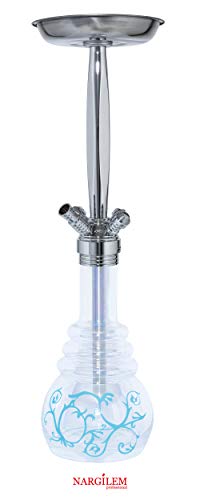 Nargilem 1124 Shisha Convex Chrome - Shiny Clear Blue ORN, Glass, Metal