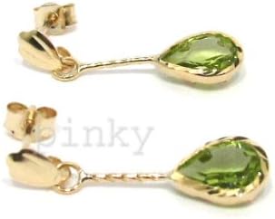 New 9CT Gold Peridot Teardrop Diamond Cut Edge Drop Earrings BNIB (GD1223) GOLD EARRING / Gold Jewellry (MADE IN UK WITH