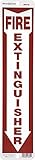Hillman 844112 Fire Extinguisher Sign with Arrow Symbol, White and Red Aluminum, 4x18 Inches 1-Sign