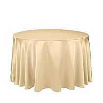 LinenTablecloth 108-Inch Round Satin Tablecloth Gold