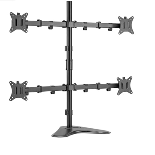 Photo 1 of PUTORSEN Quad Monitor Stand, 4 Monitor Mount for 13 to 32 inch Screens, Holds up to 19.8lbs Each, Fully Adjustable, Black