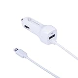 iPhone 6S Car Charger, ProtonPlanet Lightning Coiled Car Charger Adapter for iPhone 6/6s 6 Plus with extra 2.1A High Speed USB port, White