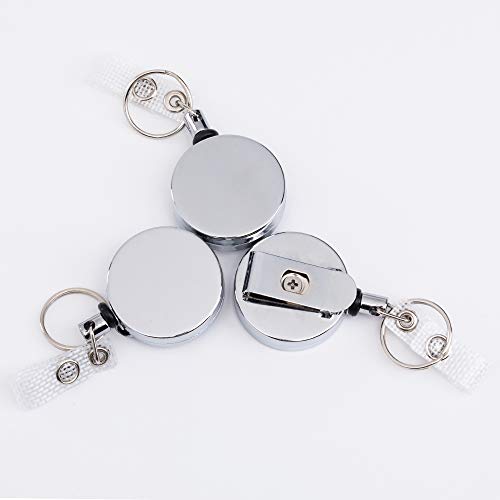 3 Pack Retractable Badge Holder Reel Clip and Vertical Horizontal Style Waterproof Clear ID Badge Holder with Key Ring, Steel Wire Cord, Metal Casing, Metal Clip Aisoso