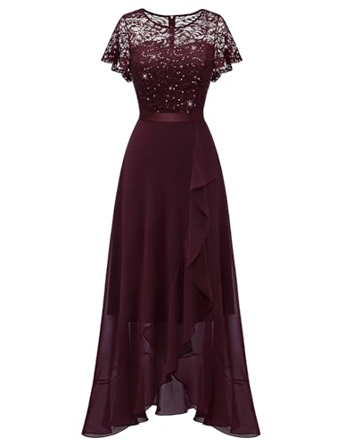 BeryLove Women Sequin Formal Wedding Guest Cocktail Dress Burgundy XS at Amazon