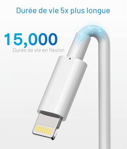 Quntis 3 Pack iPhone Charger Cable, MFi Certified Cable, Lightning Wire Fast Charge for iPhone 11 12 13 14 Pro 13 Mini XS Max XR X 8 7 6s 6 Plus 5 Se iPad Charger, iPhone Cord White