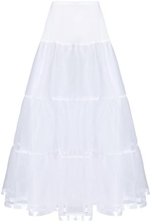 Long Women Dress Slips Ankle Tutu Skirts White Size L/XL