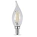 Feit Electric - Decorative Clear Glass Filament LED Dimmable 60W Equivalent Soft White (2700K) Flame Tip Chandelier Bulb, Pack of 2 (BPCFC60/827/LED/2)