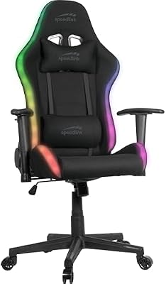 REGYS RGB Silla para gaming - silla de escritorio para jugadores, ajustable en altura, con iluminación, negro