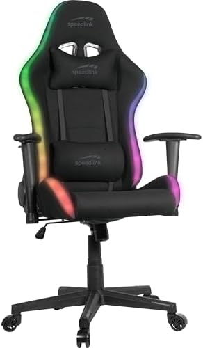 REGYS RGB Cadeira de Gaming - Cadeira de secretária para gamers, ajustável em altura, com iluminação, preto