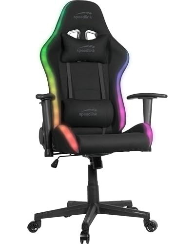 REGYS RGB Silla para gaming - silla de escritorio para jugadores, ajustable en altura, con iluminación, negro
