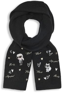 Karl Lagerfeld Cream Knit Beanie & Scarf Set with Embroidered Hearts Karl Lagerfeld | Accessories | New With Tag Karl Lagerfeld  main image 3