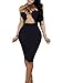 TOB Women's Sexy Bodycon Sleeveless Basic Criss Cross Lace Up Club Midi Dress Black