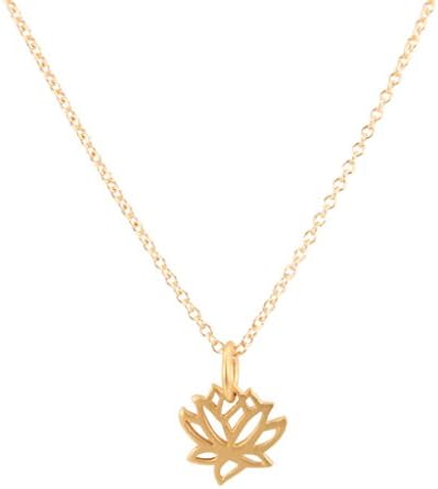 Zoe and Piper PendantsDelicate and Tiny Cut Out 24k Gold Plated Sterling Lotus Flower Pendant on a Gold Fill Chain, # 7087-yg