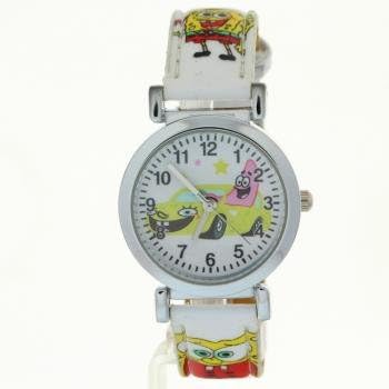 TimerMall New Students Boys Girlds Cartoon Quartz PatrickStar White SpongeBob Leather Analogue Watch