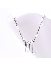 AOLO Initial Necklace 26 Letters from A-Z Stainless Steel Silver and Gold Color
