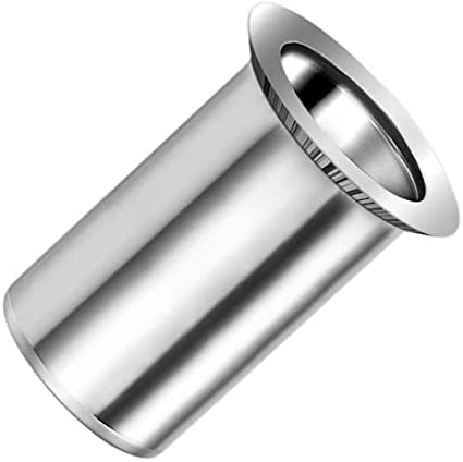 M5 Blind Rivet Nuts, Countersunk Head Round Body Open-ended Threaded Insert, 5mm Nutsert, Zinc Plated Steel Rivnut, Rivsert for Steel, Alloy, Copper, Plastic, Fiberglass and Composite (50 pcs.)