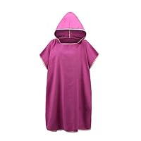 Amazing21 Beach Towel Microfiber Hooded Poncho Towel Bathrobe Poncho Hooded Absorbent Quick Drying Easy for Changing Cloth 2019New,Purple,91X109Cm