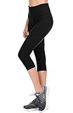 VIV Collection Solid Brushed Capris Yoga Waistband (Black, Plus)
