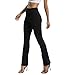 Women's Solid Cotton Spandex Boot Cut High Waisted Flare Yoga Pants Workout Casual Trousers Comfortable Flared Leggings Black XL