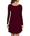 VIISHOW Women's Basic Long Sleeve Casual Loose T-Shirt Dress Wine red M