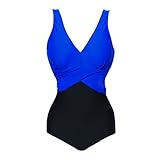 Zmart Women Plus Size Retro 50s V Neck Monokini One Piece Beachwear Swimming Suit