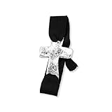 Black Stretch Fashion Bracelet with Silver Tone Sideways Cross