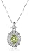 Sterling Silver Peridot and Created White Sapphire Oval Pendant Necklace, 18