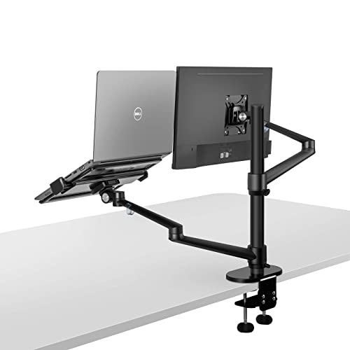 Monitor and Laptop Mount, 2 in1 Adjustable Dual Monitor Arm Desk Mounts
