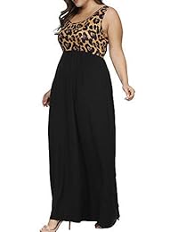 Allegrace vestido largo sin mangas con estampado de leopardo, informal, para mujer