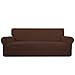 Easy-Going Stretch Oversized Sofa Slipcover 1-Piece Sofa Cover Furniture Protector Couch Soft with Elastic Bottom for Kids, Polyester Spandex Jacquard Fabric Small Checks Coffee