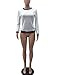 Akmipoem Women's Ribbon Stripe Patchwork Long Sleeve Pullover Tops Sweatshirt White S