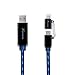 Foxnovo 2.6ft Blue Flowing EL Light 2-in-1 Lightning & Micro USB Sync Data Cable Charging Cord for Smartphones & Tablets - Black