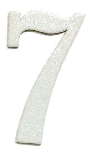 Fancy White Reflective Mailbox or House Number - 7 - Size 5" - (select size (2",3",4",5" or 6") and digit (0-9) in dropdown menus) - Thick, Die-cut PVC