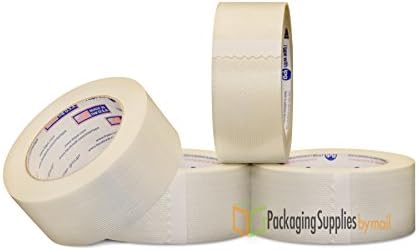 PSBM Filament Reinforced Tape, 1.5 Inch x 60 Yards, 24 Pack, Clear Fiberglass Strand Strapping Tape [Medium Duty]