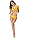 SweatyRocks Women's Sexy Bikini Swimsuit Soild Color Tie Knot Front High Waist Swimwear Set Yellow M